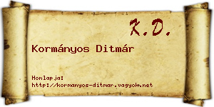 Kormányos Ditmár névjegykártya
